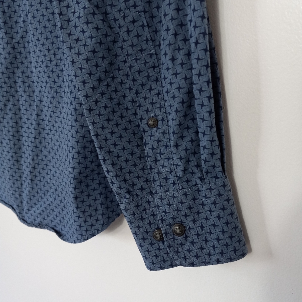 Joseph Abbound, Men's Warehouse,Blue, Deconstructed Stars Pattern Sport Shirt, M - Picture 5 of 9